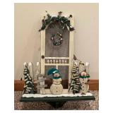 Minnesota Vikings Themed Holiday Snowmen Display with Wreath