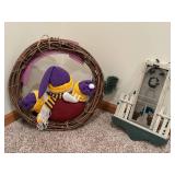 Minnesota Vikings Themed Holiday Snowmen Display with Wreath