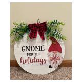 Holiday Decor - Welcome Wreath & Gnome for the Holidays Sign
