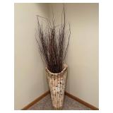 Birch Bark Vase with Tall Twigs - Rustic Floor Centerpiece