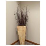 Birch Bark Vase with Tall Twigs - Rustic Floor Centerpiece