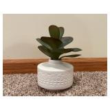 Artificial White Hydrangea Bouquet with Eucalyptus in Two White Ceramic Vases