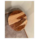 Handmade Round Wood Side Table - Mixed Hardwood Plank Top, Solid Legs