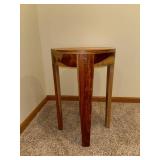 Handmade Round Wood Side Table - Mixed Hardwood Plank Top, Solid Legs