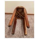 Handmade Round Wood Side Table - Mixed Hardwood Plank Top, Solid Legs
