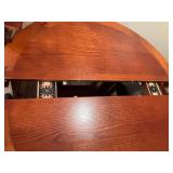 Cherry Finish Round Extension Dining Table with 4 Cushioned Chairs
