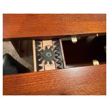 Cherry Finish Round Extension Dining Table with 4 Cushioned Chairs