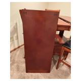 Cherry Finish Round Extension Dining Table with 4 Cushioned Chairs