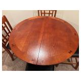 Cherry Finish Round Extension Dining Table with 4 Cushioned Chairs