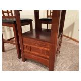 Cherry Finish Round Extension Dining Table with 4 Cushioned Chairs