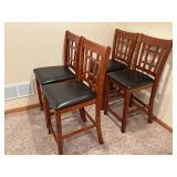 Cherry Finish Round Extension Dining Table with 4 Cushioned Chairs