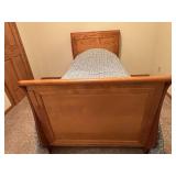 Sleigh-Style Wooden Bed Frame with Headboard and Footboard - Mattress and Box Spring Included
