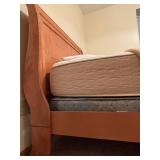 Sleigh-Style Wooden Bed Frame with Headboard and Footboard - Mattress and Box Spring Included