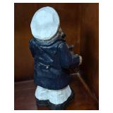 Hand Carved Wooden Nautical Captain Figurine with Ship Wheel - Made in China