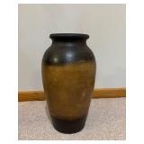 Two Tall Ceramic Vases with Black-Red Gradient Glaze