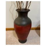 Two Tall Ceramic Vases with Black-Red Gradient Glaze
