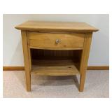 Solid Wood Nightstand with Drawer and Open Lower Shelf