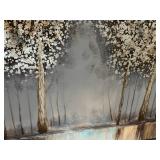 Original Landscape Oil Painting - Birch Trees in Snow, Signed and Framed