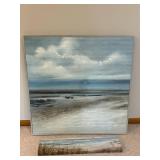 Coastal Seascape Paintings - Large Framed Ocean Scene and Beach Grass Landscape