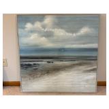 Coastal Seascape Paintings - Large Framed Ocean Scene and Beach Grass Landscape