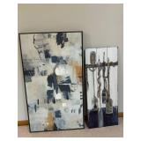 Abstract Art Duo - Large Canvas & Rope Panel Set (Lot of 2)