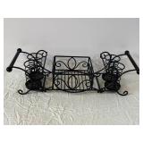 Wrought Iron Plant Stand with Scrollwork and Central Grid Shelf