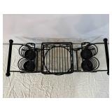Wrought Iron Plant Stand with Scrollwork and Central Grid Shelf