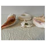 Donut-Shaped Ceramic Vase & Assorted Seashells - Coastal Decor Display