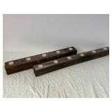 Pair of Rustic Reclaimed Wood Tealight Candle Holders - Long Beams