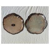 International Silver Co. Silver Plate Champagne Flutes & Engraved Trays (Lot of 4)
