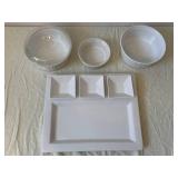 CorningWare French White Stoneware Bakeware Set - Large Rectangular Dish with Glass Lid and 3 Square