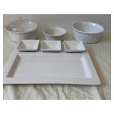 CorningWare French White Stoneware Bakeware Set - Large Rectangular Dish with Glass Lid and 3 Square