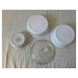 CorningWare French White Stoneware Bakeware Set - Large Rectangular Dish with Glass Lid and 3 Square