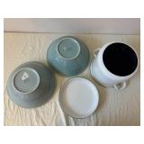Made in Italy MarketPlace Teal Enamel Bowls (Set of 3) & White Enamel Stock Pot
