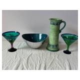 Ambiance Madras Collection Pitcher & Bowls - Glassware Set