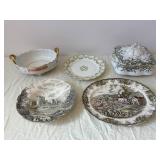 Johnson Bros The Recherche Pattern Dinnerware Lot - Lidded Casserole, Tureen & Plates (England)