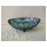 Iridescent Carnival Glass Vase & Rainbow Bowl with Clear Floral Dishes - Assorted Glassware