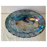 Iridescent Carnival Glass Vase & Rainbow Bowl with Clear Floral Dishes - Assorted Glassware