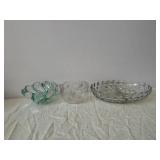 Iridescent Carnival Glass Vase & Rainbow Bowl with Clear Floral Dishes - Assorted Glassware