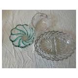 Iridescent Carnival Glass Vase & Rainbow Bowl with Clear Floral Dishes - Assorted Glassware