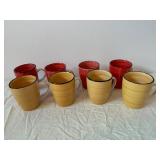 Gibson Home Dinnerware Set - Red and Yellow Swirl Mugs, Bowls & Plates