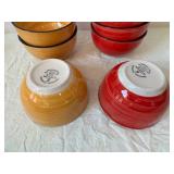 Gibson Home Dinnerware Set - Red and Yellow Swirl Mugs, Bowls & Plates