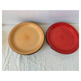 Gibson Home Dinnerware Set - Red and Yellow Swirl Mugs, Bowls & Plates