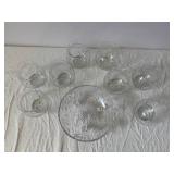 Libbey Clear Crystal Vases with Ruffled Rim and Starburst Centerpiece Bowl - Made in USA