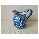 Blue Speckled Ceramic Pitcher with Frosted Glass Vases & Mint Green Photo Frames