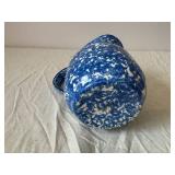 Blue Speckled Ceramic Pitcher with Frosted Glass Vases & Mint Green Photo Frames