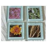 Blue Speckled Ceramic Pitcher with Frosted Glass Vases & Mint Green Photo Frames