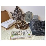 AmazonBasics Assorted Home Decor - Welcome Signs, Twig Wreaths, Gray Throw & Pillow Covers