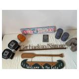 Rustic Outdoor Decor Lot - Lanterns, Bear Sculpture, Hello Summer Sign, Lake Signs & Nature Plaque