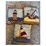 Riverdale Beach Nautical Decor Set - Burlap Wreath, Beach Sign & Cushions